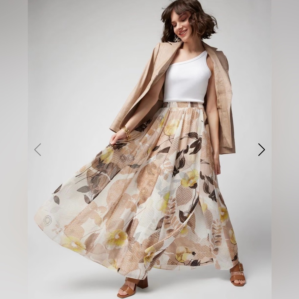 White House Black Market Tan Maxi Wrap Skirt
